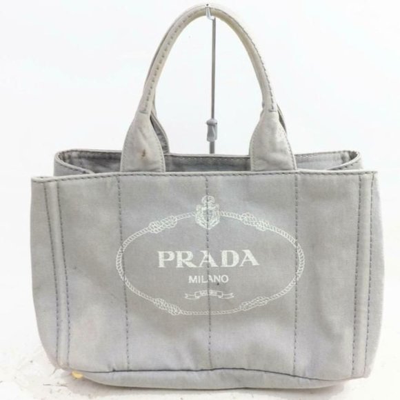 Prada Grey Stone Canapa Style 2-Way Satchel Tote Cross Body